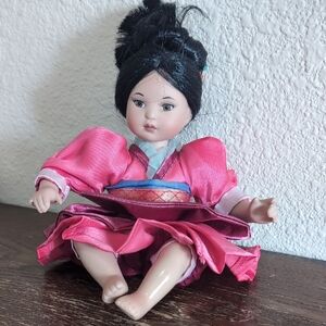 Pink Doll with Black Hair